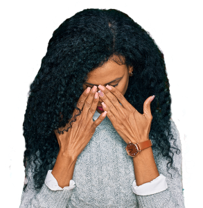 Woman rubbing her eyes - discomfort from dryness