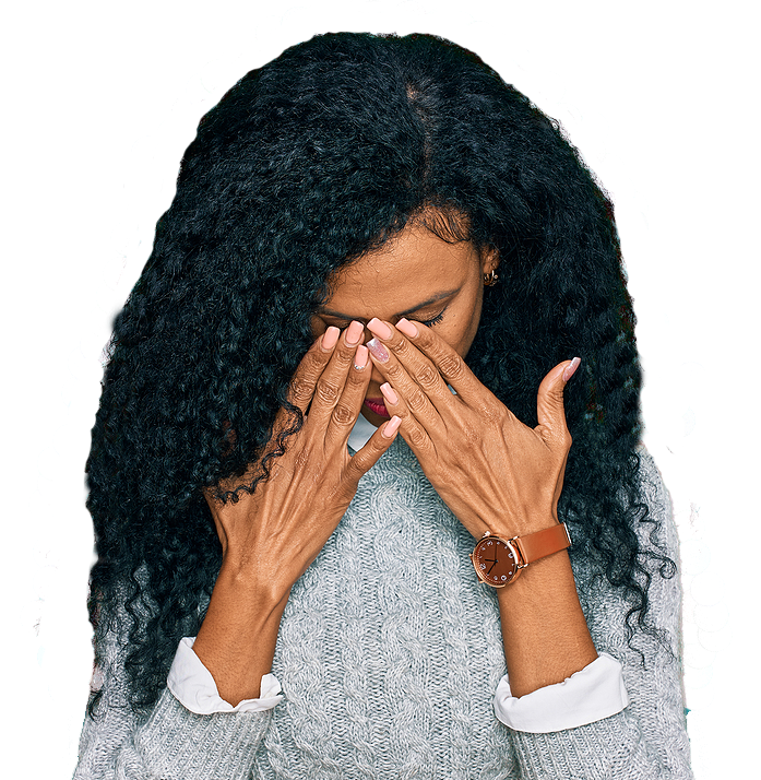 Woman rubbing her eyes - discomfort from dryness